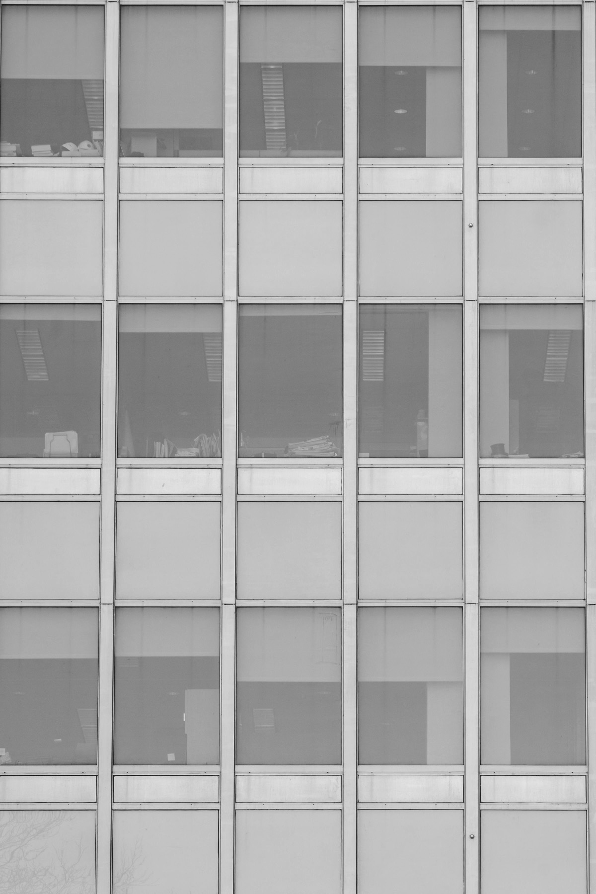Glass-fronted office facade, a grid of windows
