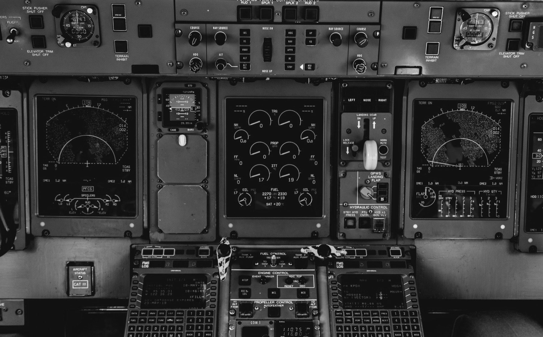 An aircraft cockpit instrument panel